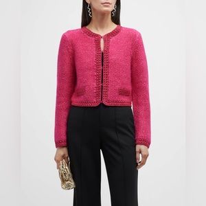 NWT $595 Alice + Olivia Noella Sequin Boucle Cropped Cardigan
